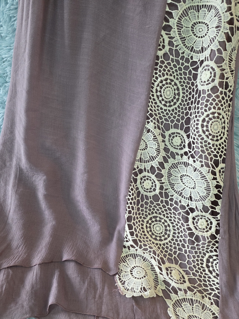 Coco + Carmen Lavender Sleeveless Tunic S Cream Crochet Side Panel Boho Chic - Picture 4 of 10